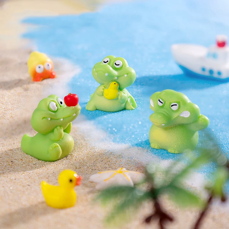 Cartoon Cute Crocodile Small Statue Cartoon Microlandscape Figurines Ornaments Funny Creative Miniatures Home Decoration Gifts