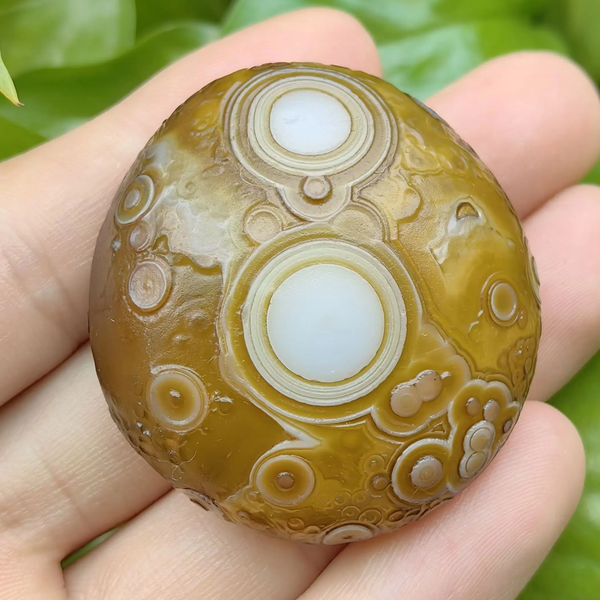 Natural Palm Stones Gobi Crystal Sardonyx Texture Eye Agate for DIY Jewelry Making Home Decor ,Wish Stone Palm Stones - view 2