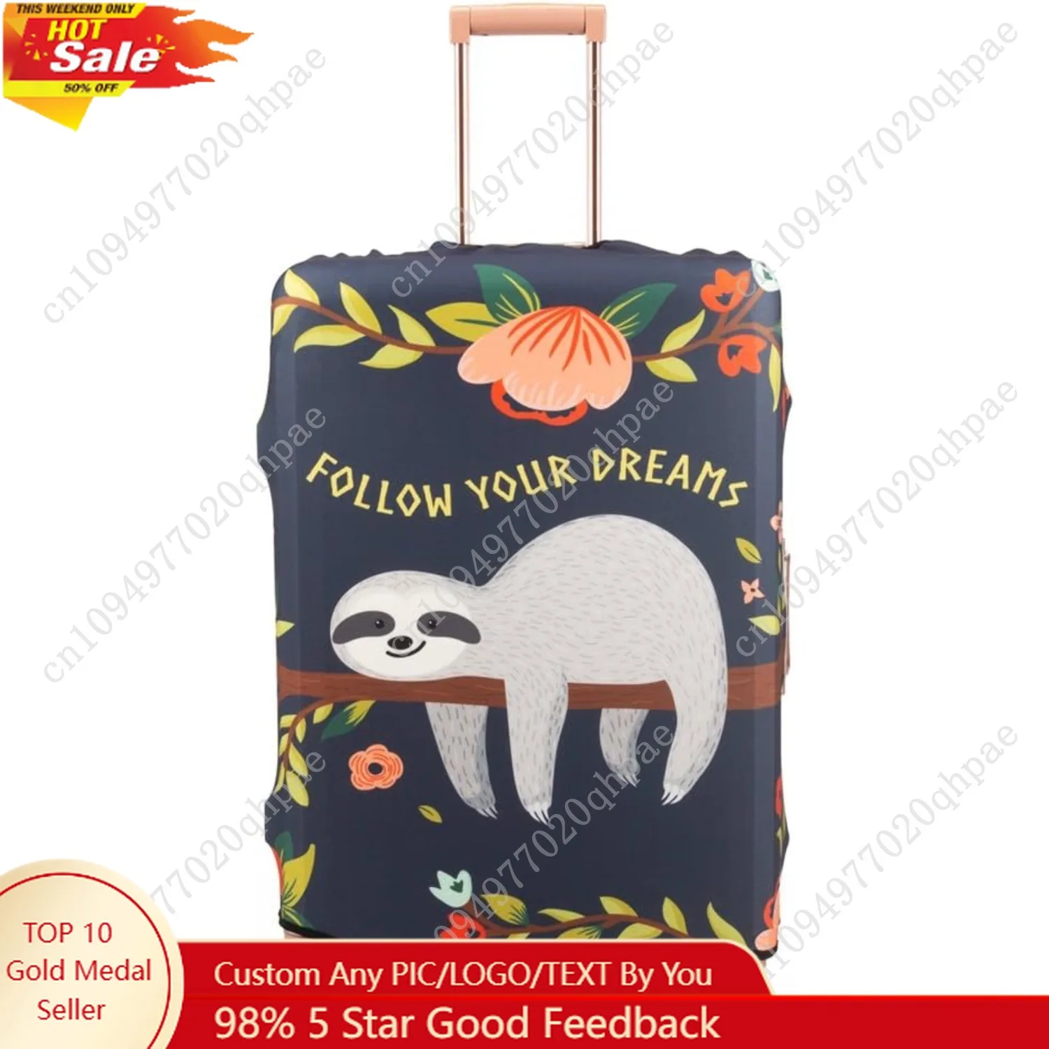 

Spandex Travel Luggage Protector Suitcase Cover Fit 23-32 Inch Luggage (sloth, M)