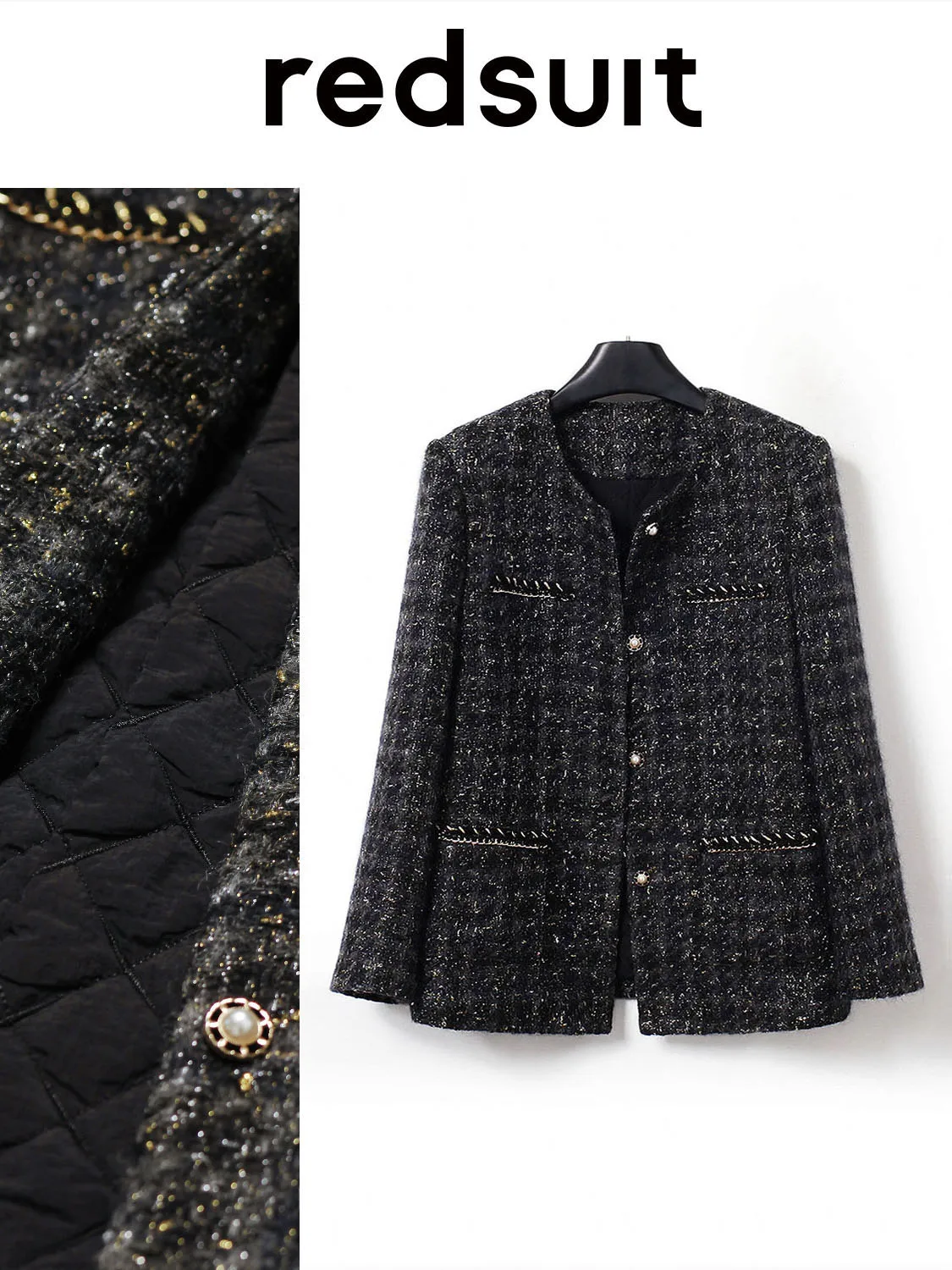 New grayish black Winter cotton warm slimming, shiny woven high-end  jacket Custom Size