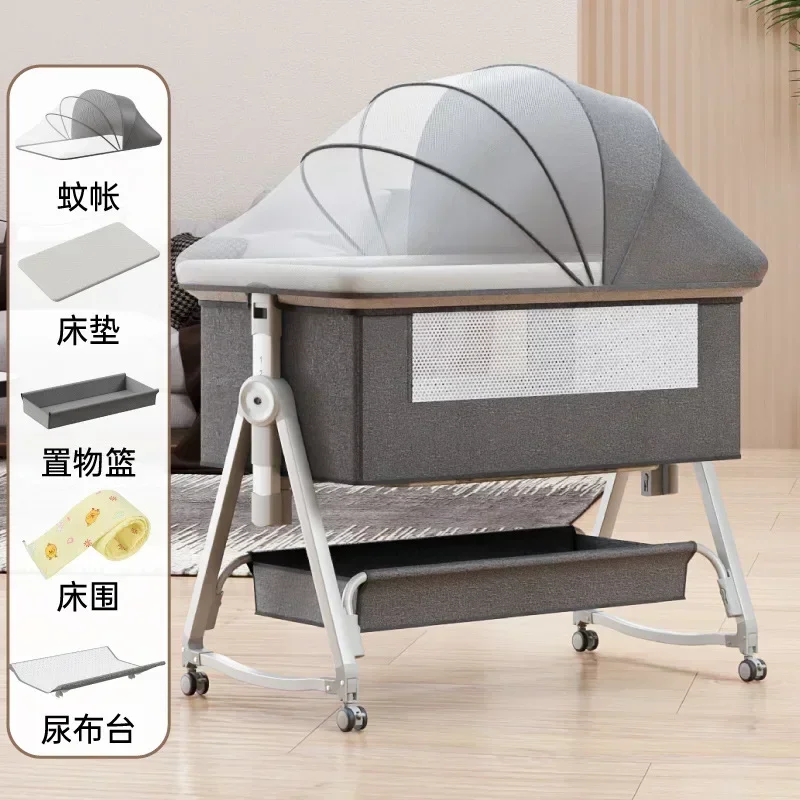 Baby Crib Multifunctional Newborn Bed Baby Cradle Splicing Big Bed Baby Rocking Bed Bb Children's Crib Foldable