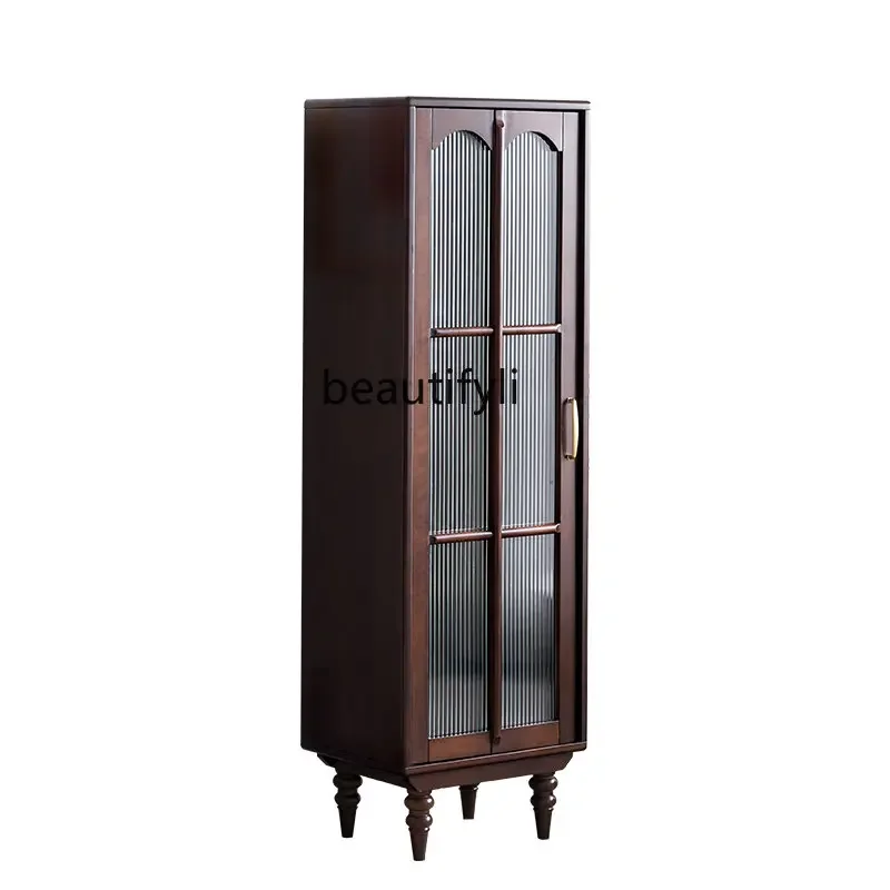 x1Cabinet High Changhong Glass Single Door Living Room TV Cabinet Side Cabinet American Wine Cabinet Bookcase Pure Solid Wood