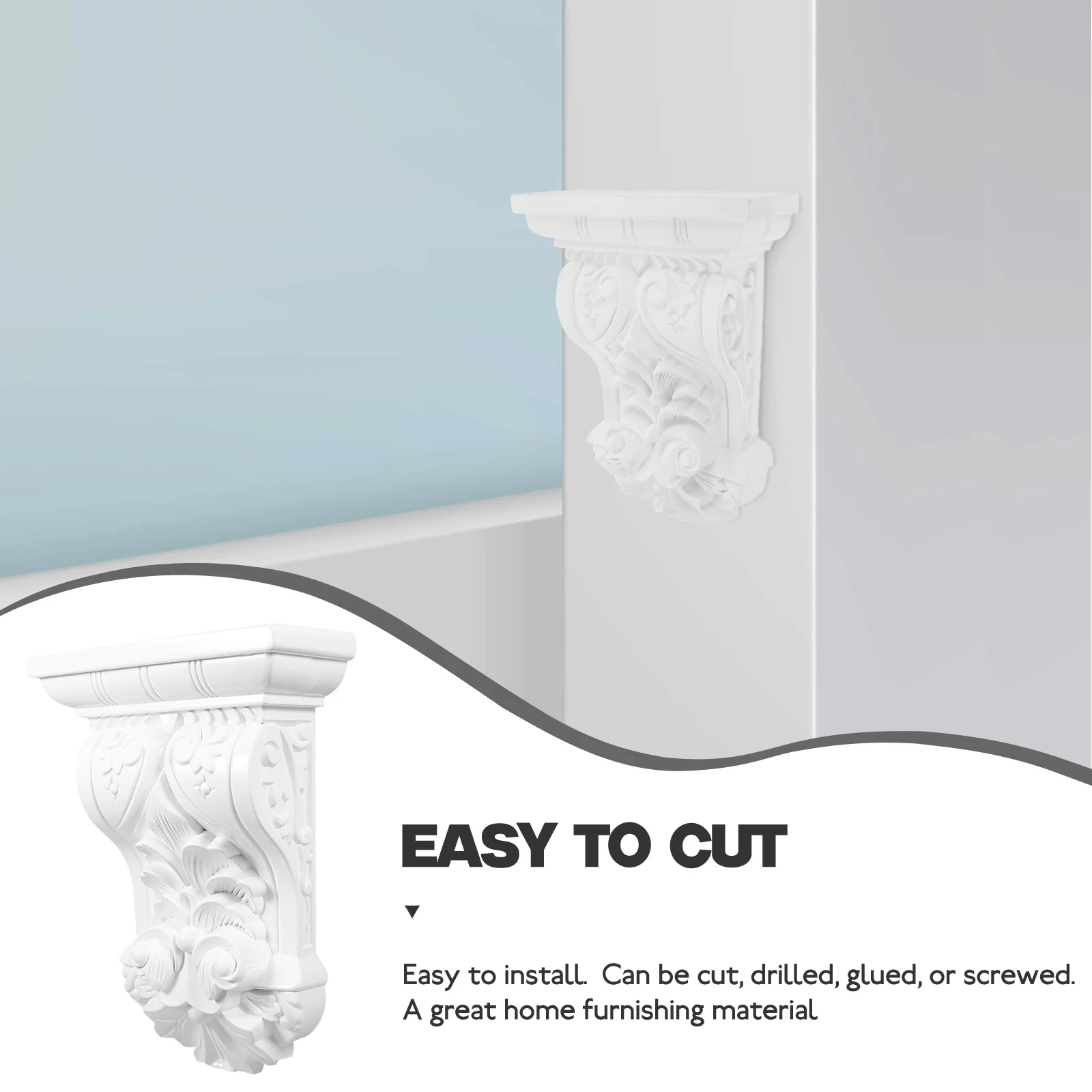 

1pc Decorative Flower Beam Support European Corbels ABS Wall Brackets Heavy Duty Carved Home Decor Long Lightweight Easy