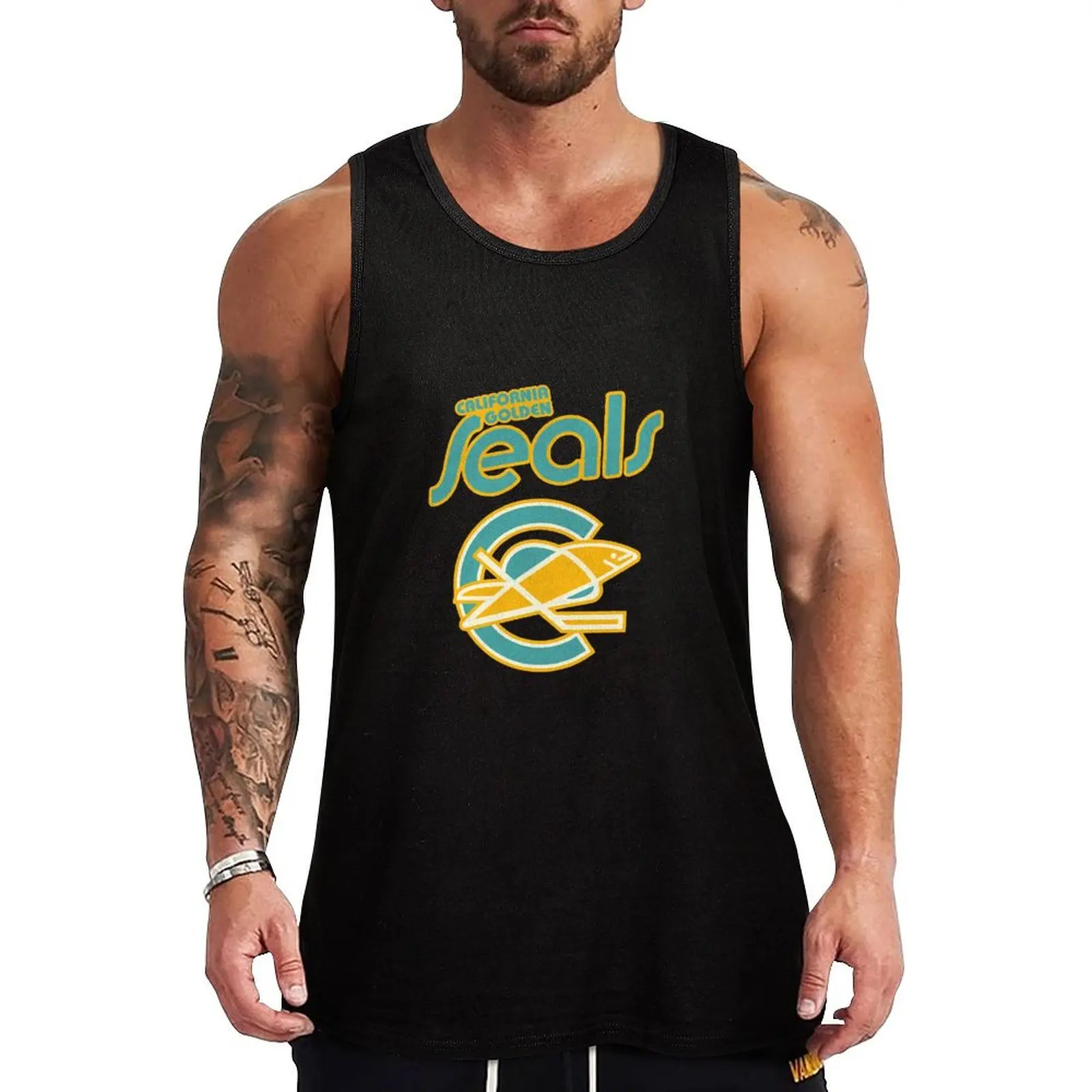 Retro Defunct California Golden Seals Ice Hockey T-Shirt Tank Top Athletic Muscle Tank Top Workout Sleeveless Training