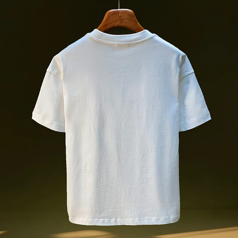 تي شيرت رجالي بأكمام قصيرة 2025 صيفي جديد فضفاض وعصري على طراز الشارع تصميم بسيط وعصري مطبوع