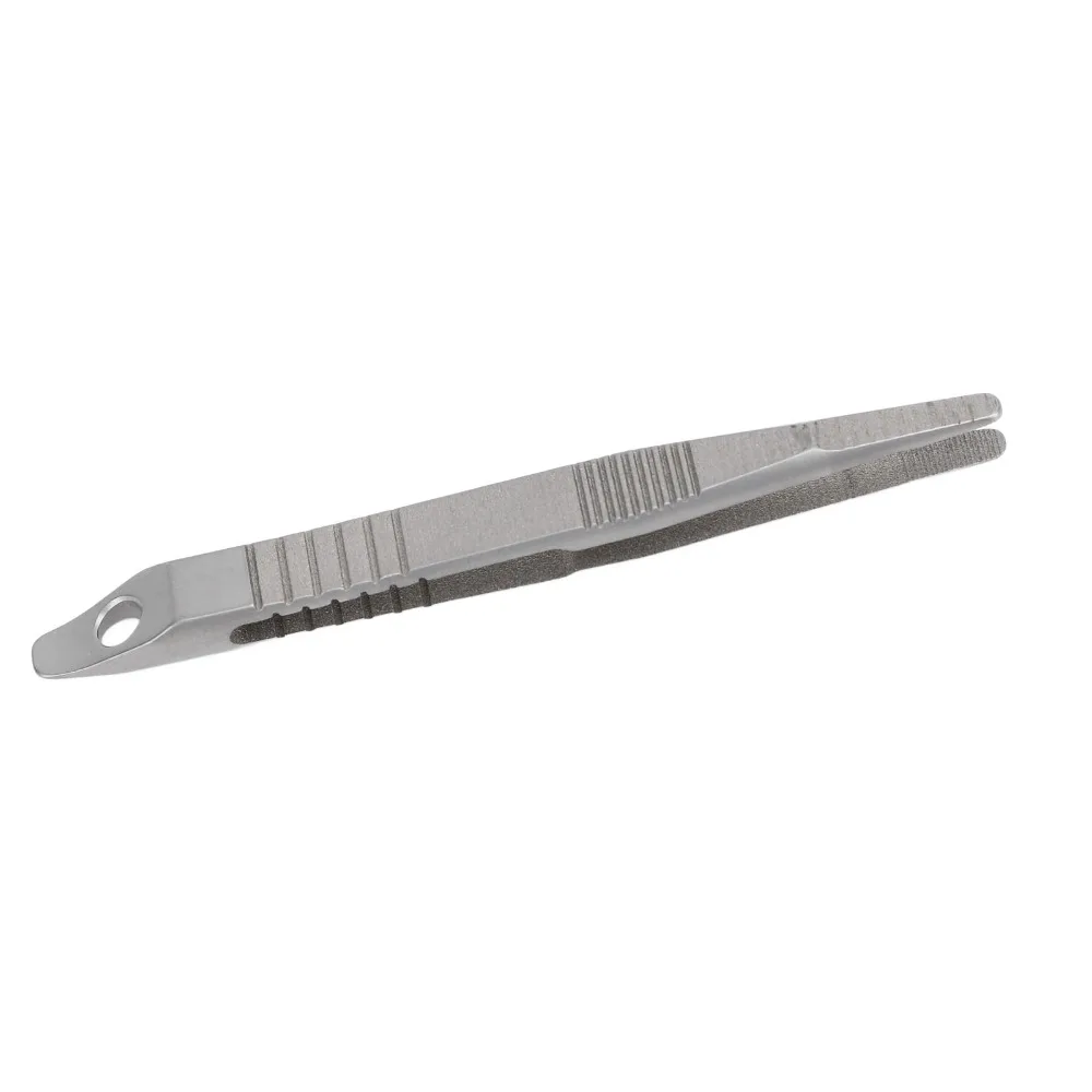 TC4 Titanium Alloy Mini Keychain Tweezer Straight Tip Grooved Grip EDC Precision Tweezers Lightweight Straight Tip Tweezers