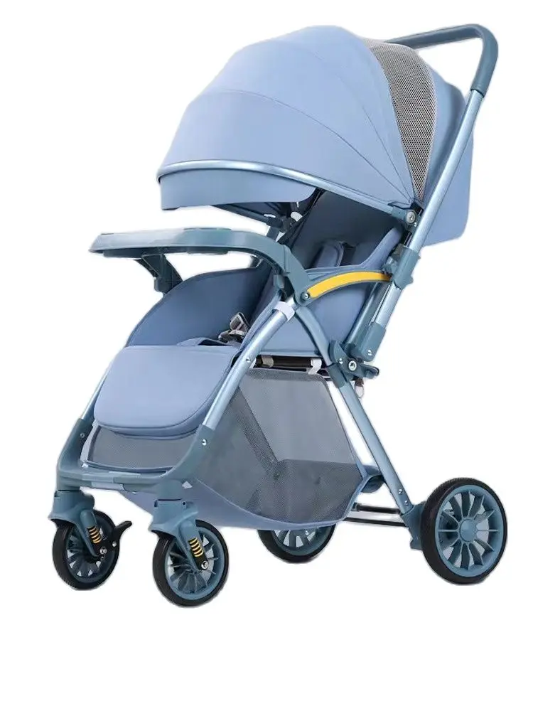 

Two-way high-view stroller can sit on a portable folding stroller with four-wheeled shock absorbers