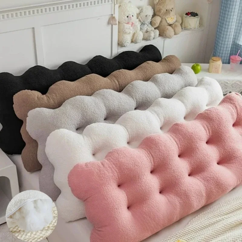 Headboard Cushion Backrest Tatami - 90x50x15cm Teddy-Fleece-Kopfteilkissen, Wolkenform, Bett-Rückenlehnenkissen, Nachttischkissen, Lesekissen,