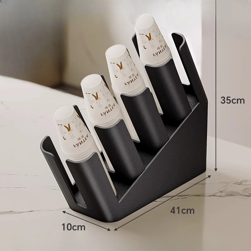 Heavy-Duty Commercial Cup Dispenser, All-in-One Paper Cup Lid Straw Organizer, Reinforced Steel Storage Rack for Coffee Shop