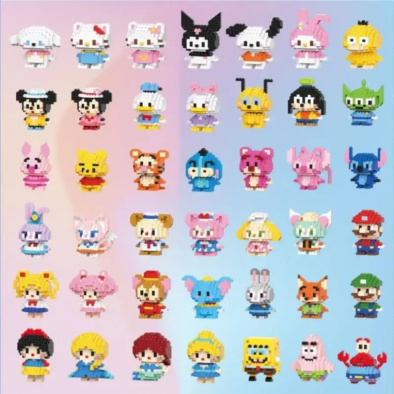 

Kawaii Anime Hello Kitty Building Block Kuromi Cartoon Doll Cinnamoroll Children Puzzle Assembly Stand Blind Box Toy Wholesale