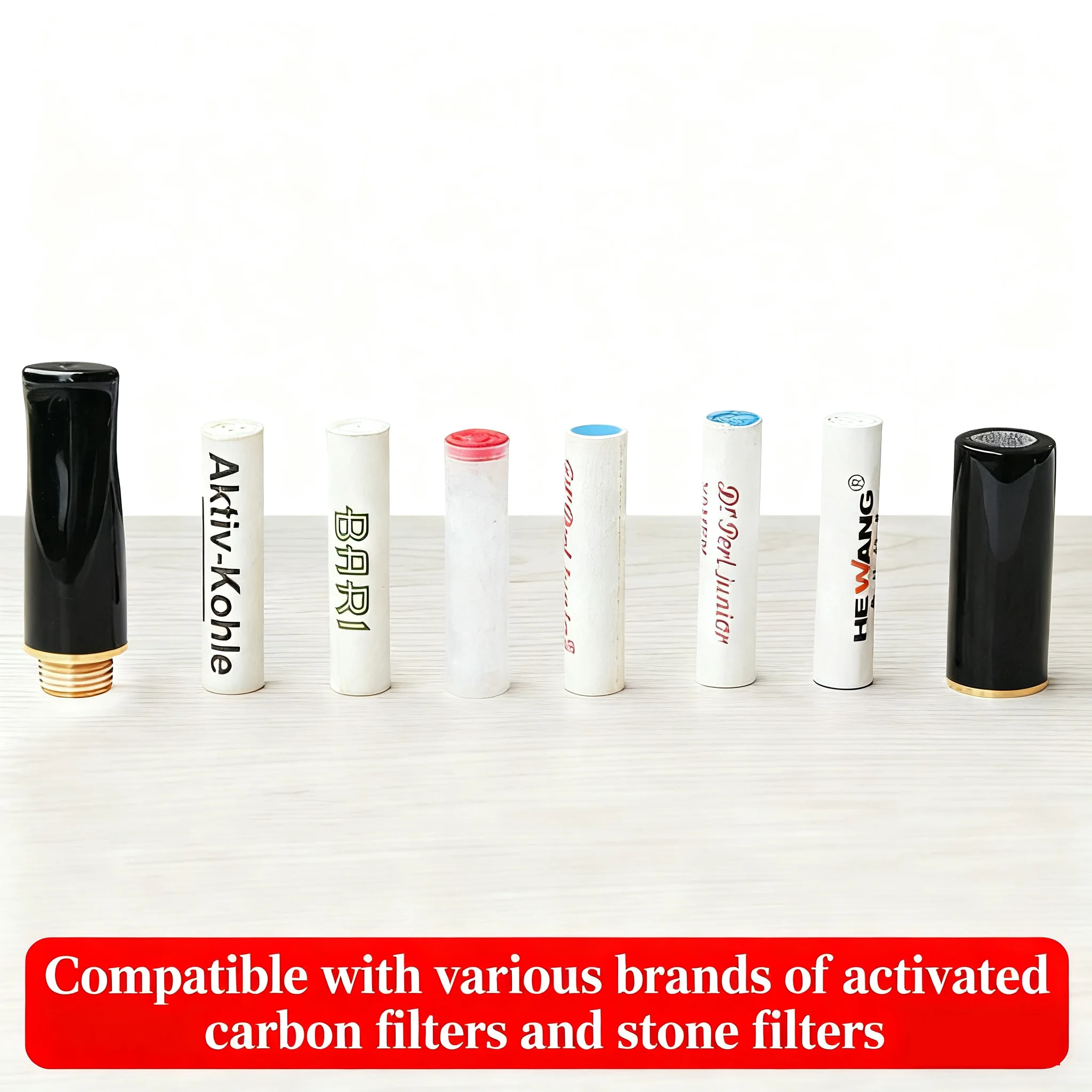 Black Mouthpiece Lip Natural Yak Horn Puff Cigarette Holder For 5.5mm 8mm Cigarette 9mm Activated Carbon Gravel Filter