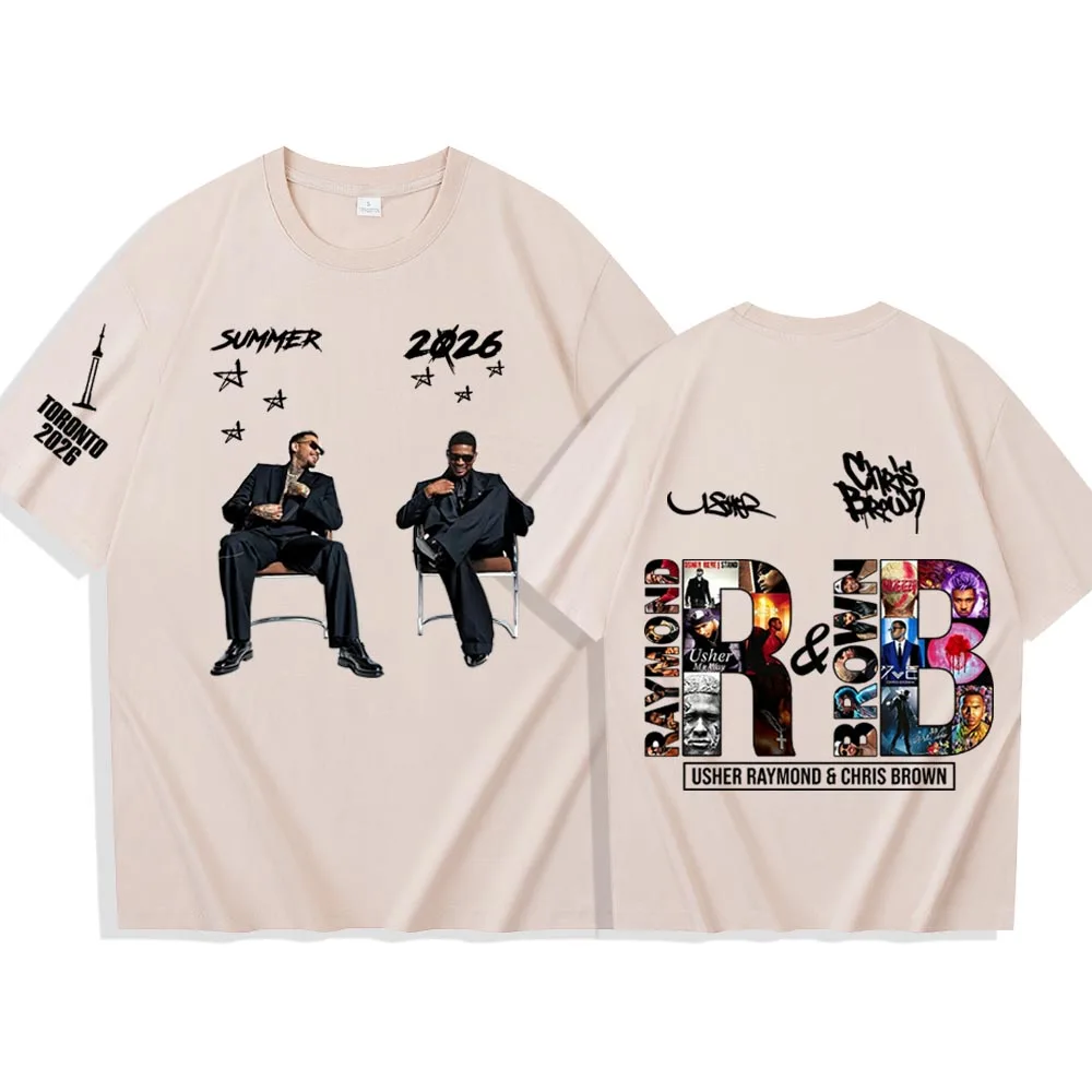 Chris Brown and Usher 2026 Tour T-shirt Man Woman Harajuku Short Sleeve O-neck Casual Shirt