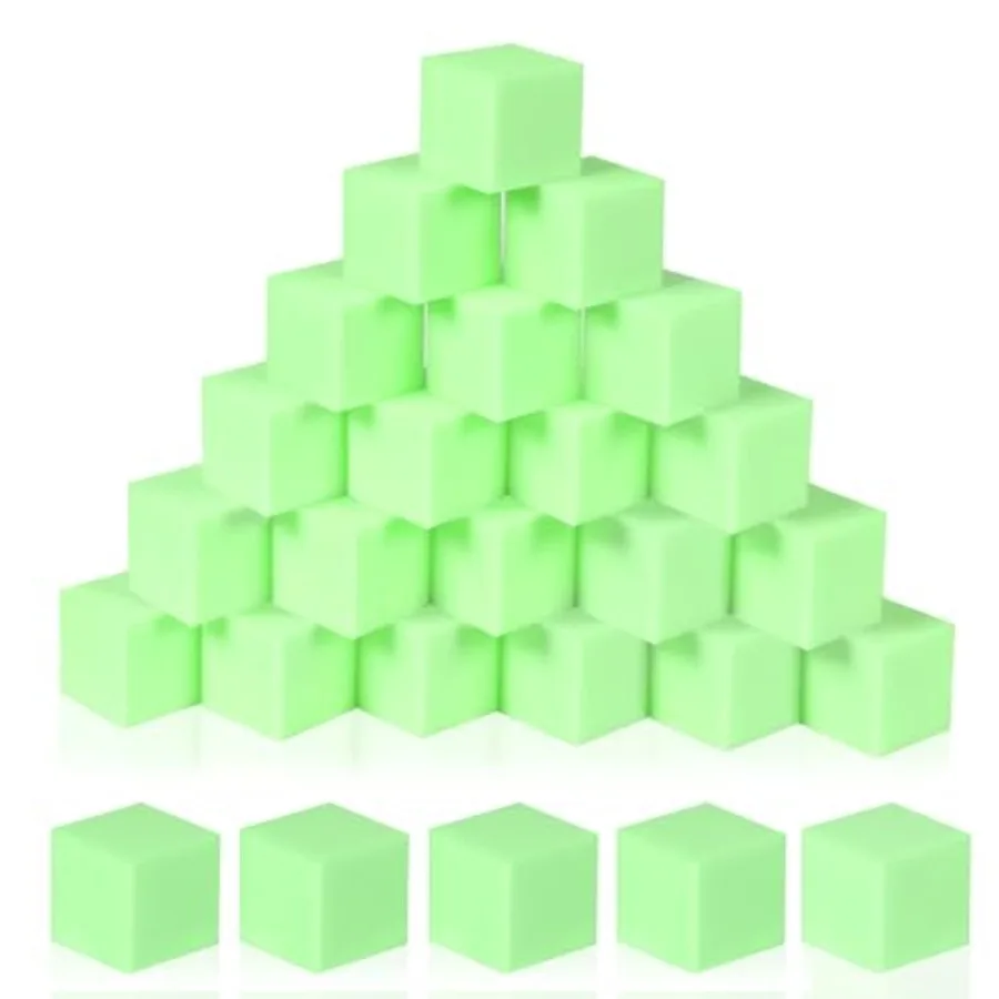 

48-Pack 5 Inch Foam Cubes for Indoor Games Trampoline Rock Climbing Mats - Light Green Soft Play Pit Fillers