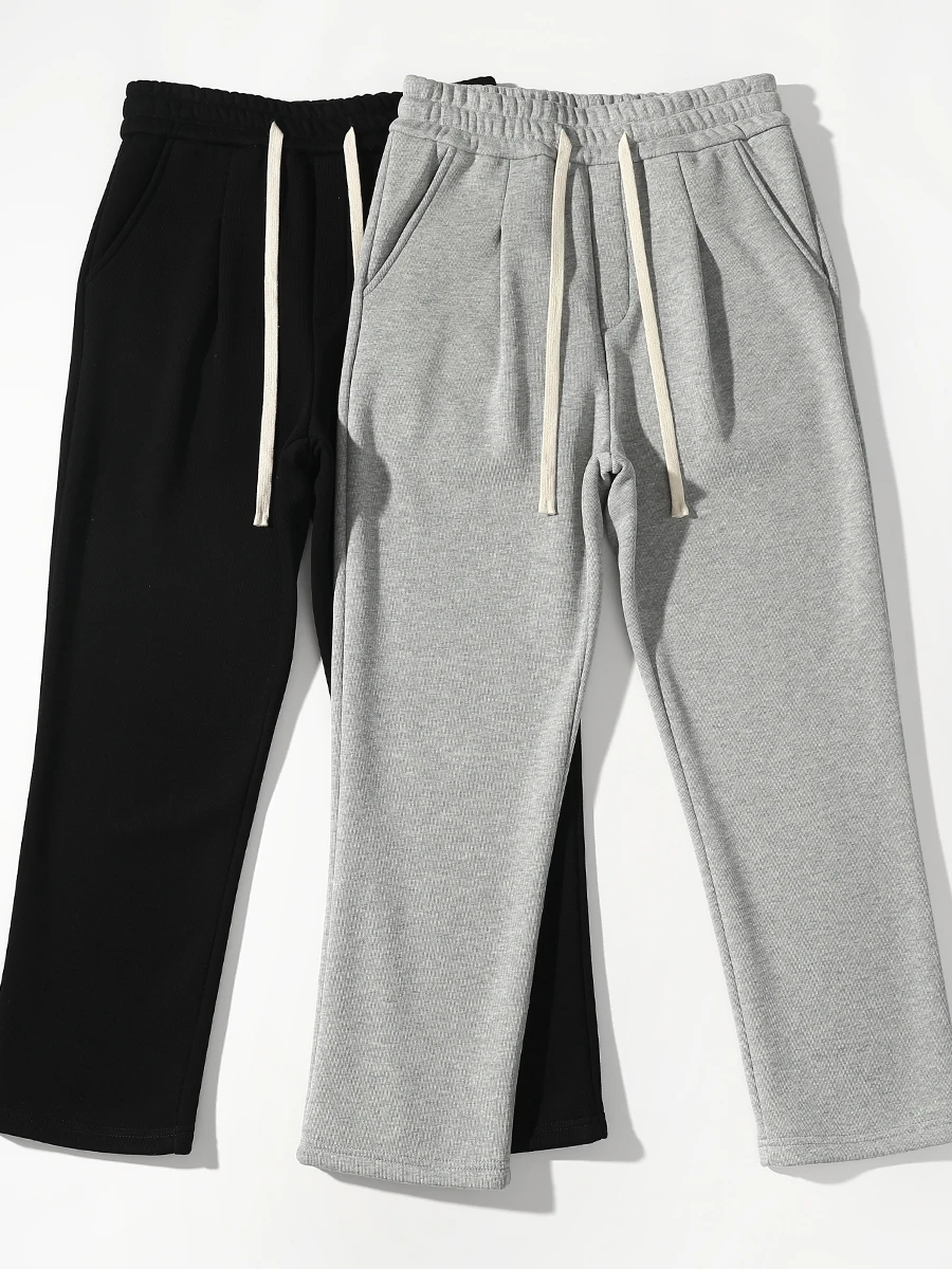 

Осенне-зимние утепленные брюки прямого кроя на флисовой подкладке для мужчин и женщин, свободные повседневные брюки, молодежная мода