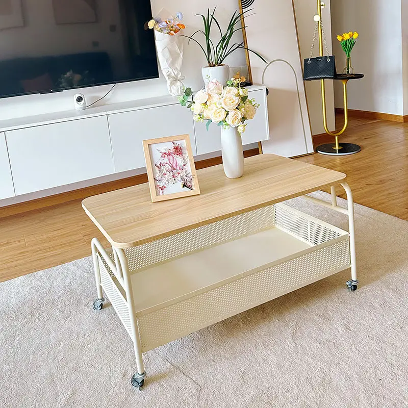 Cream Wind, Glass, Coffee Table, Rectangle, Side Table, Small Apartment, Living Room, Household, Removable, Simple, Table