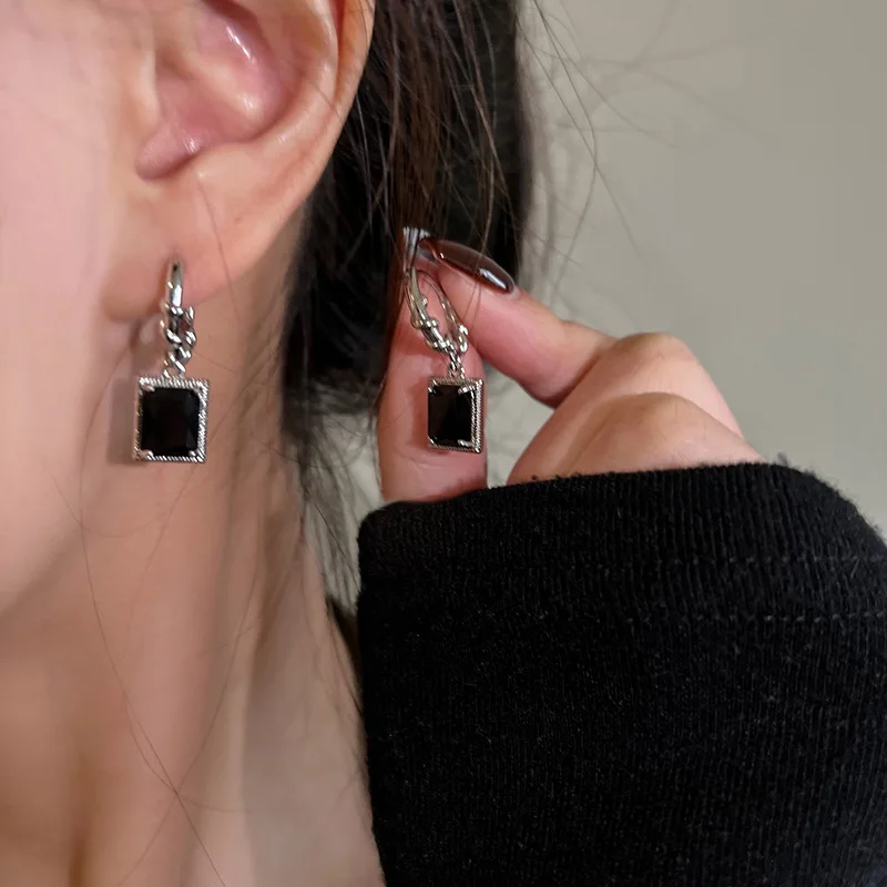 

VENTFILLE стерлингового серебра 925 пробы, черный циркон, серьги-капли для женщин, подарок, ретро геометрические ювелирные аксессуары, Прямая поставка, оптовая продажа