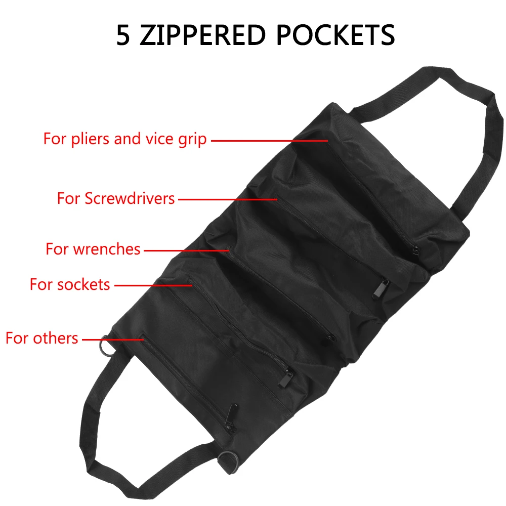 Storage Bag Adjustable Multi-Purpose Roll Up Tool Bag Car First Aid Kit Wrap Roll Storage Case