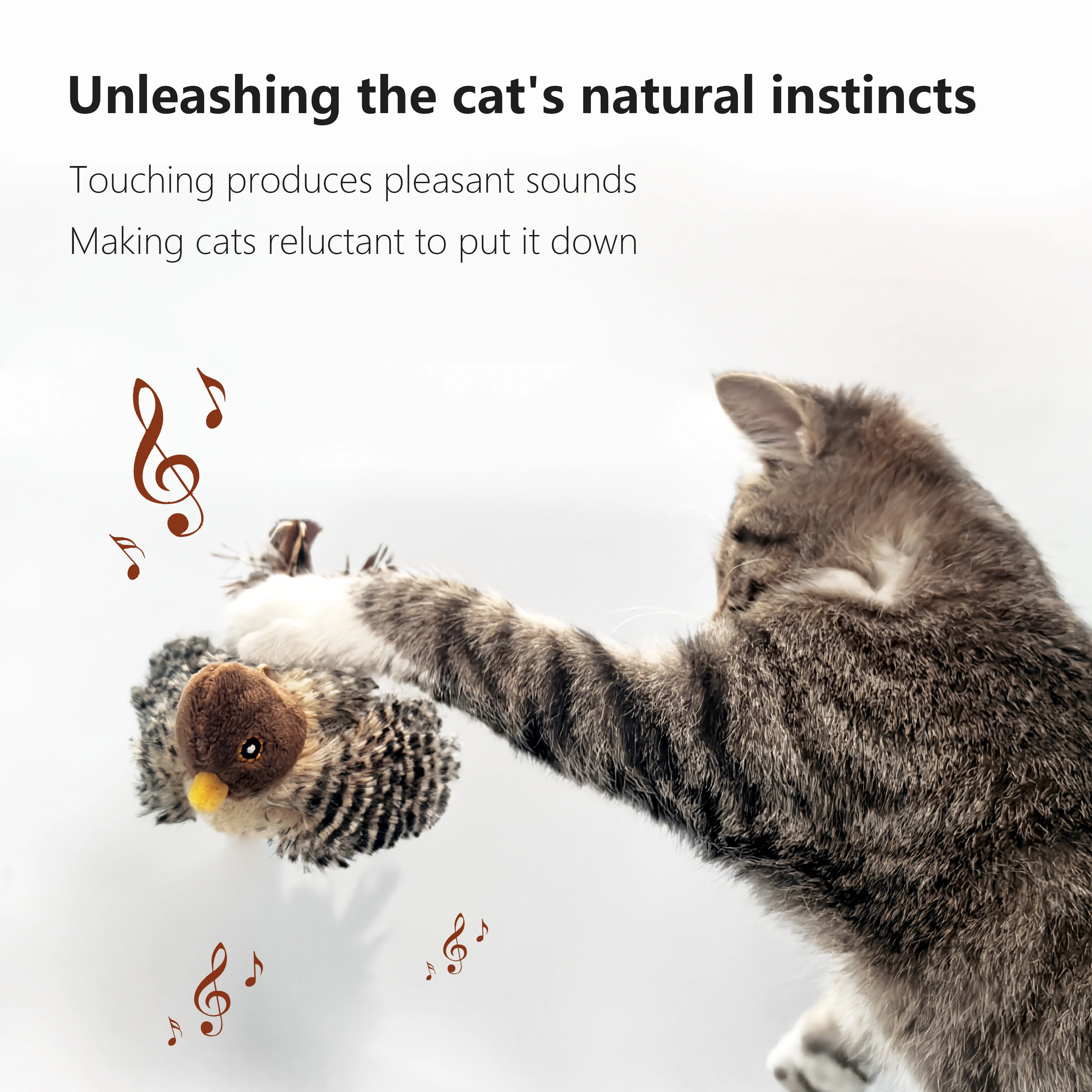 Interactive Cat Toys Flapping Wings Sparrow Catnip Toys Flying Bird Cat Toy Vivid Chirpi]ng Simulation Bird Interactive Cat Toy