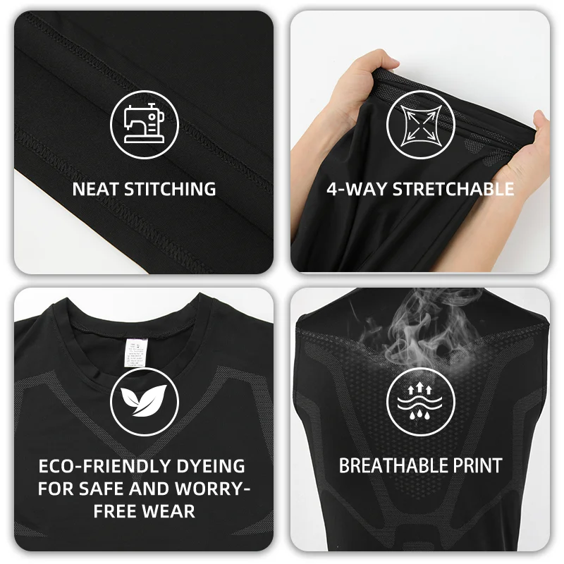 Men Shapewear Strip Shaping Vest Sleeveless Shirt Tight Compression Shirts Tank Top Body Shaper Breathable Body Shaper Round Neck Underwear image 3