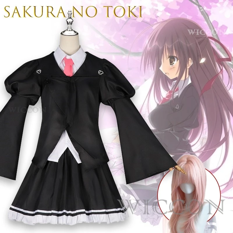 

Аниме Сакура No Toki Sakurano Mori No Shita Wo Косплей Костюм Женское Черное Пальто JK Campus Костюм Школьная Форма Юбка