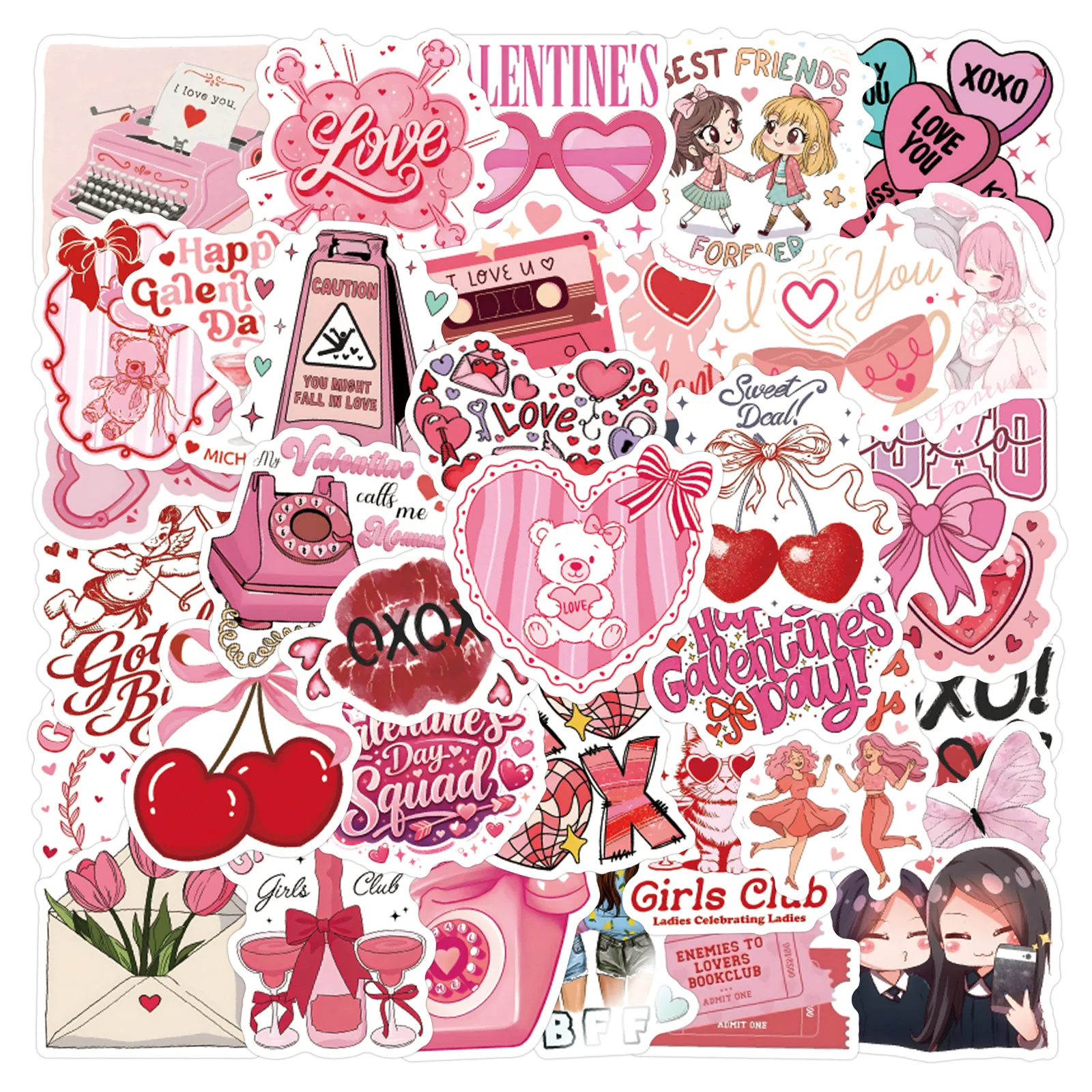 60 Stück Galentines Graffiti-Aufkleber Exquisite Modische Herz-Sticker für Handy Computer Notizbuch Schreibwaren DIY Spielzeug Geheimnisse