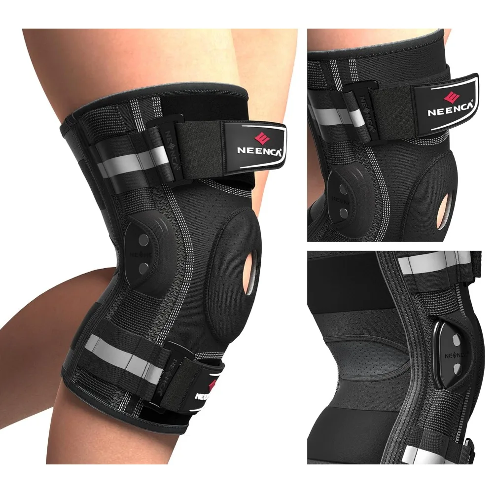 Professional Knee Brace for Knee Pain, Adjustable Hinged Knee Support with Removable Side Stabilizers