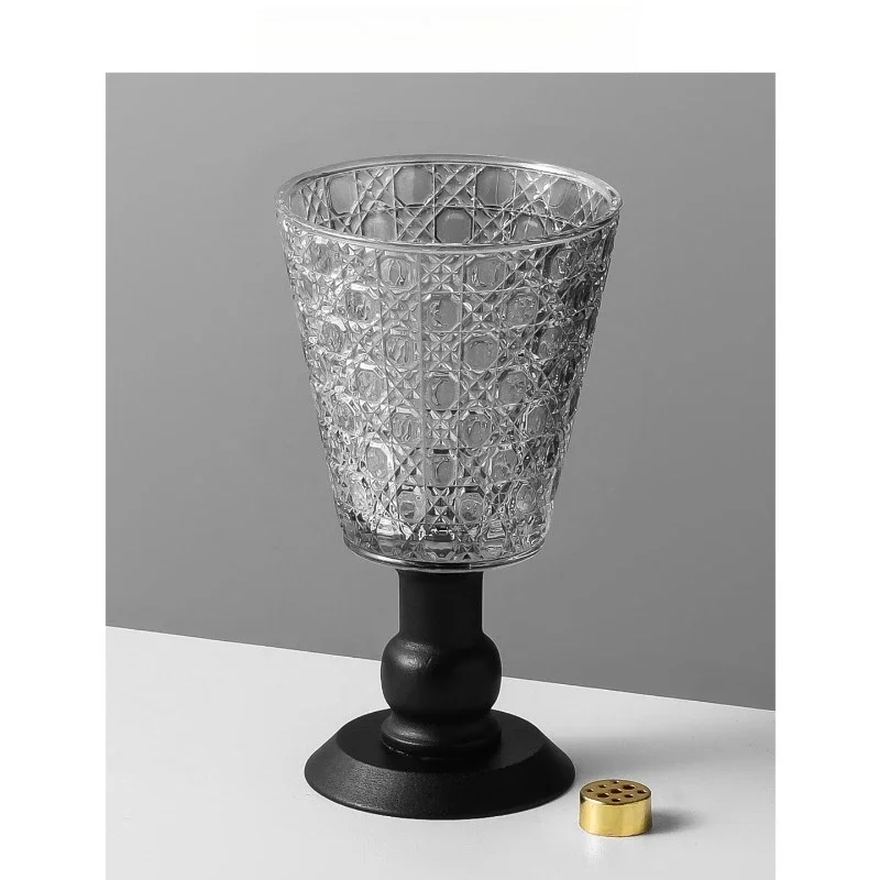 Vintage Check Pattern Glass Incense Holder,Minimalist Stick Burner Base with Ash Catcher,Unique Birthday Gift & Desktop Decor