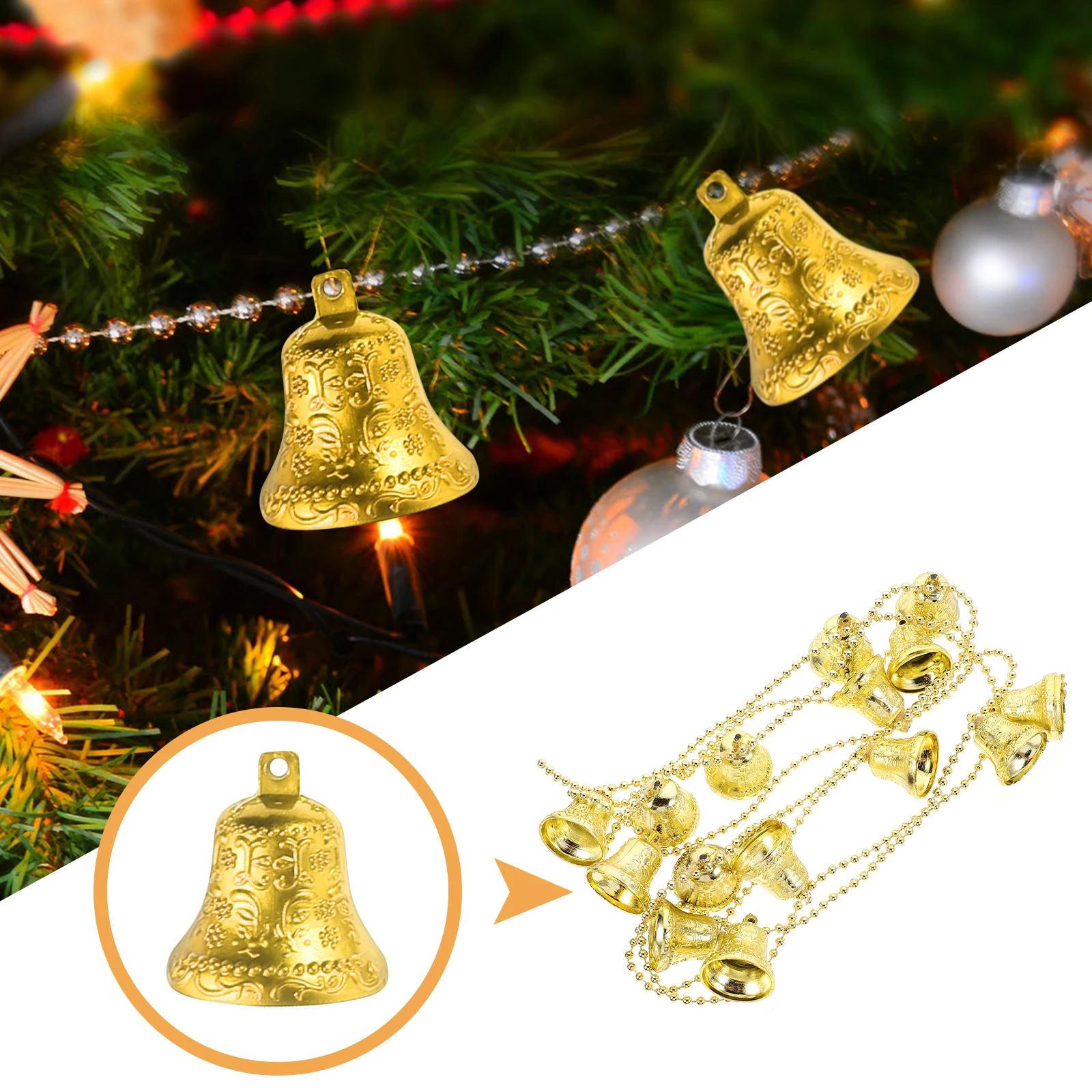 

3Pcs Plastic Christmas Bell Hanging String Bells for Tree Wall Door Xmas Party Supplies Decoration Ornament Plastic Bell String