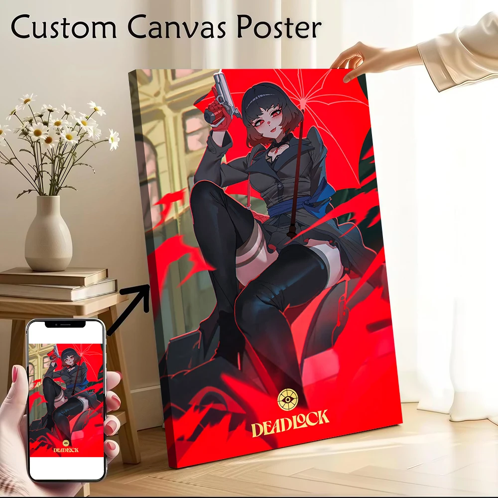 

Deadlock Character With Gun and Umbrella Poster Customizable Printed Canvas Painting for Pictures Wall Art Decor Luxury Bedroom