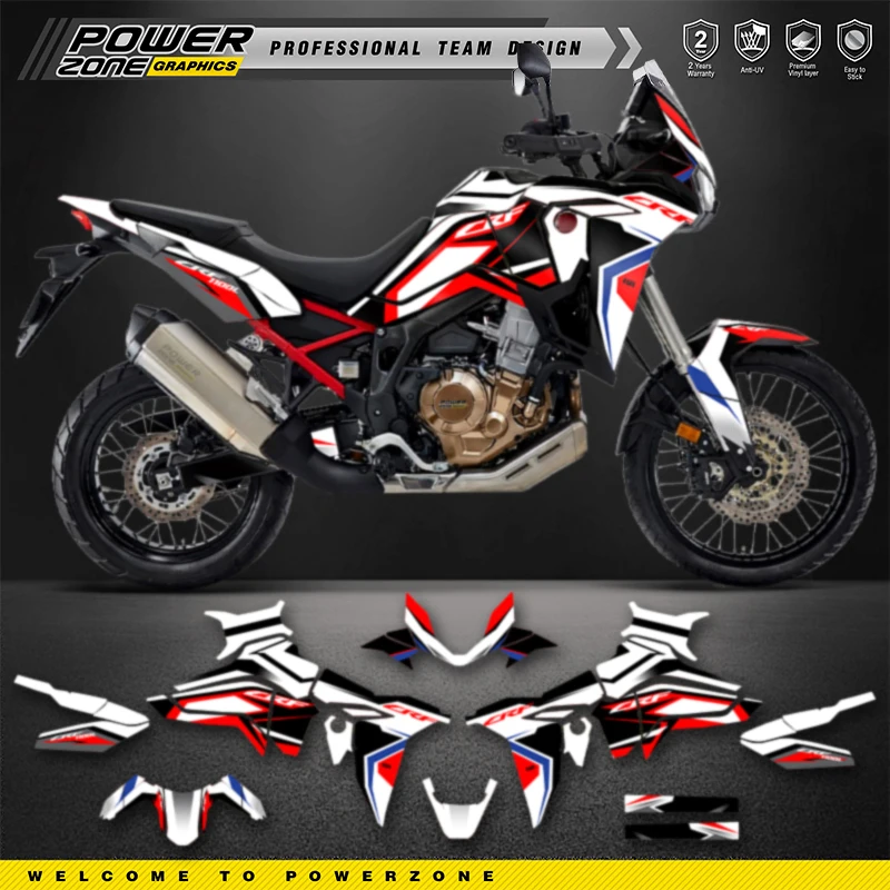 PowerZone Custom Team Graphics Backgrounds Decals Stickers Kit For Honda AFRICA TWIN CRF 1100L 2020 2021 2022 003