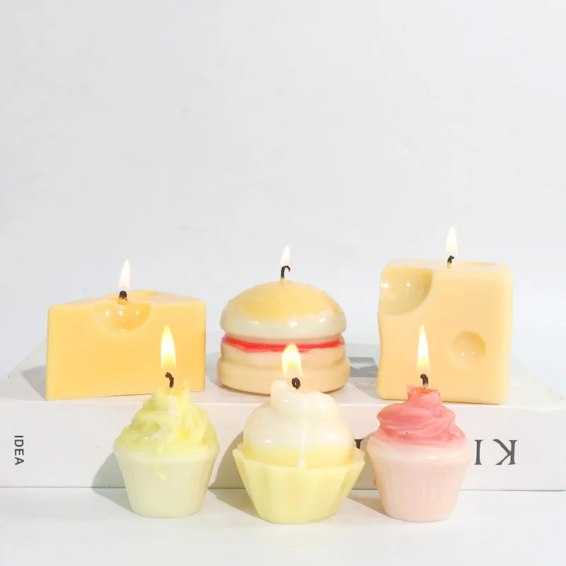 Multi Style Cake Shaped Silicone Candle Molds Simulation Hamburger Ice Cream Candle Silicone Mold