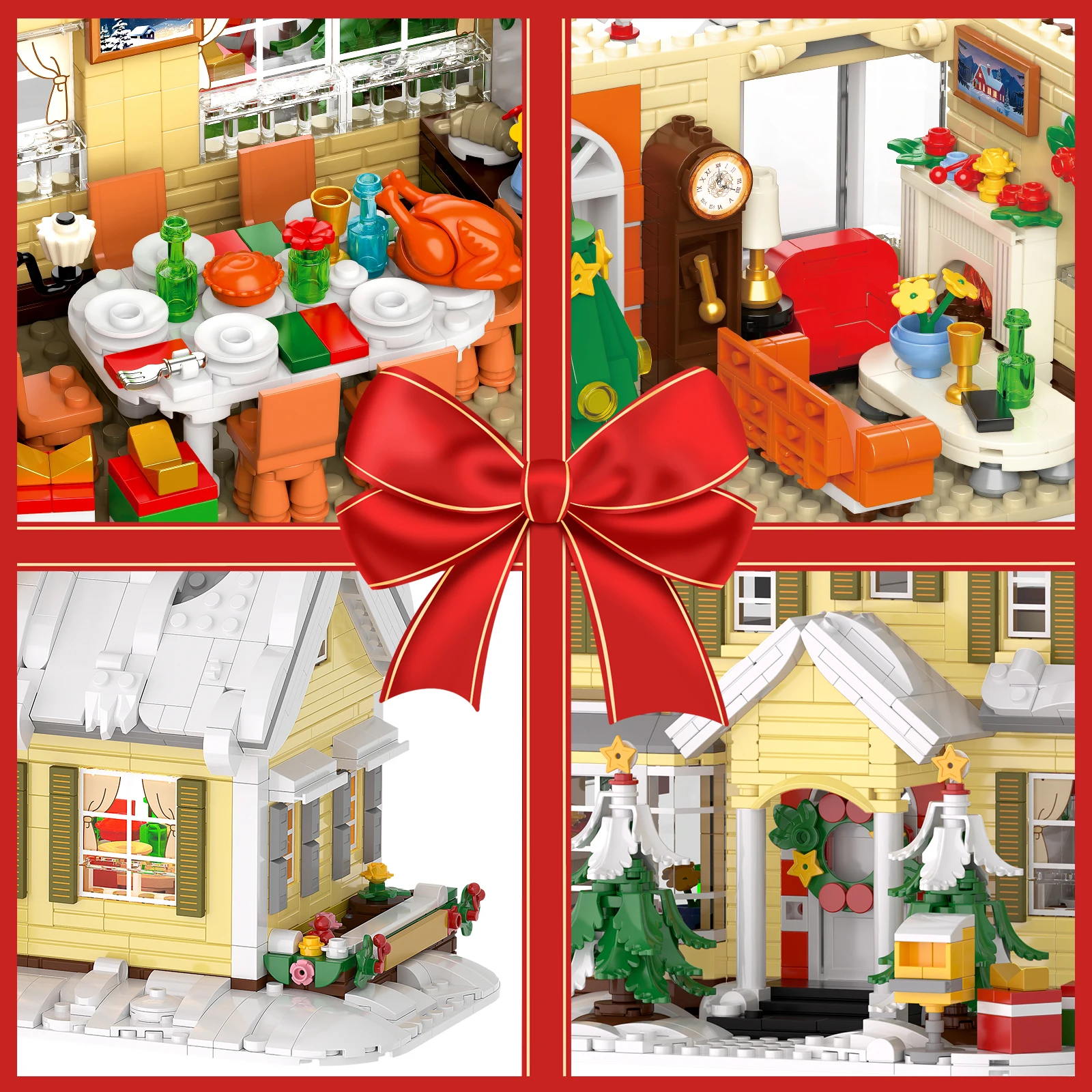 مجموعة مكعبات بناء منزل عيد الميلاد الكبيرة لعام 2046 قطعة - نموذج مشهد DIY، ديكورات احتفالية، ربط عائلي، أفضل هدية عيد الميلاد #3