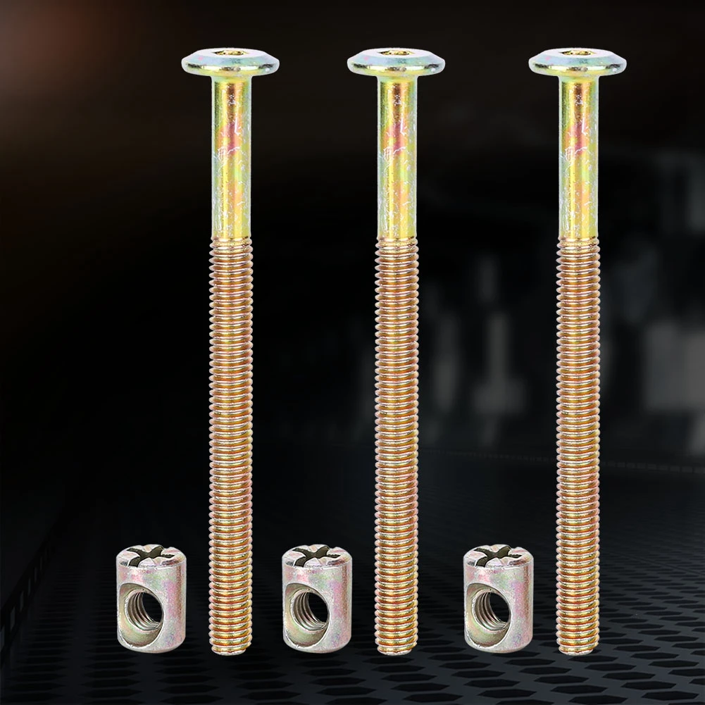 Bulloni per mobili in acciaio al carbonio M6 con dadi a botte Connettore per dadi di centraggio Dispositivo di fissaggio per mobili Connettore per mobili