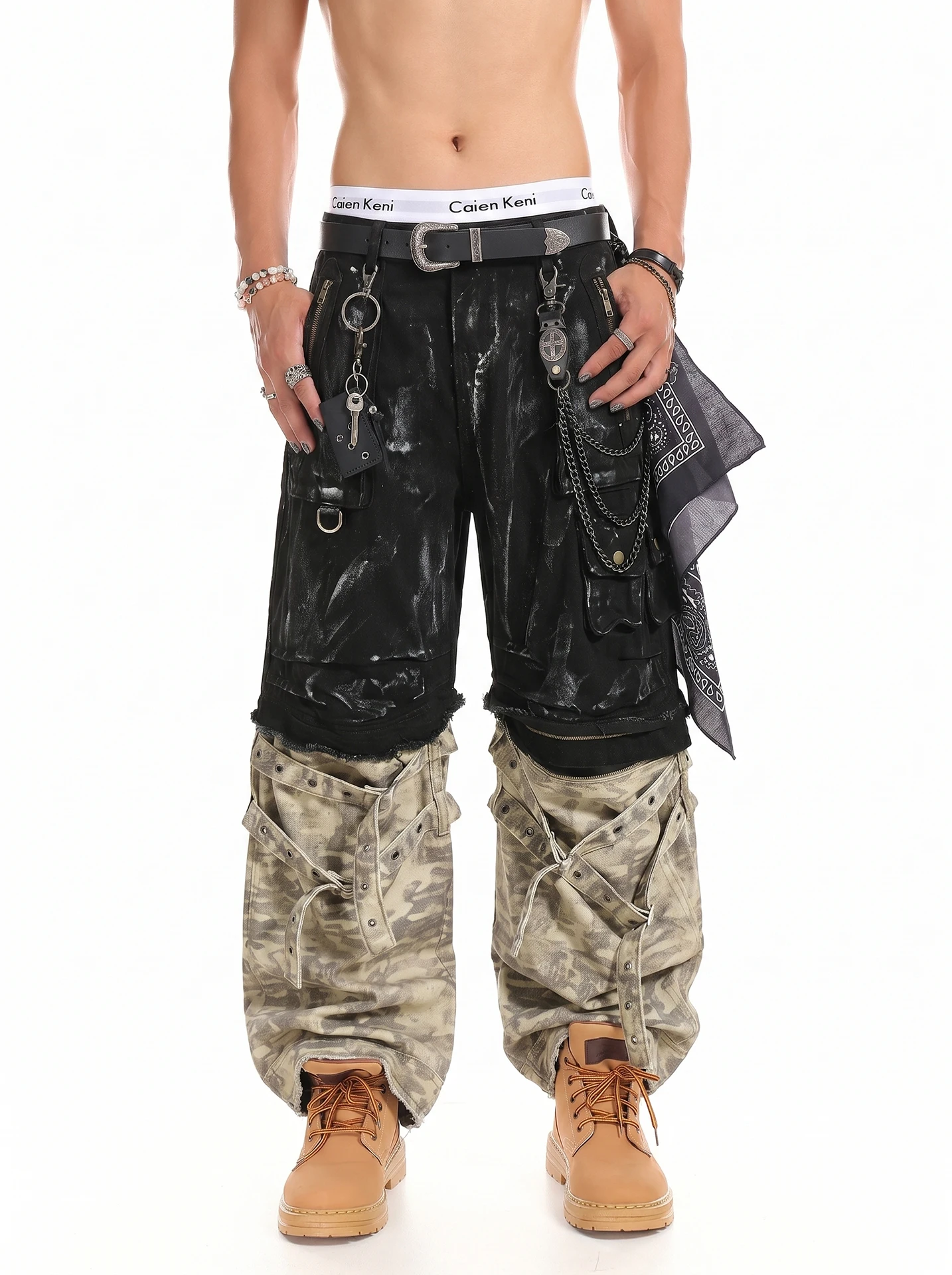 

Retro Dirtied Heavy Design Trendy Brand American High Street Loose Wide Leg Men's Jeans Summer Casual Straight Cut Trousers