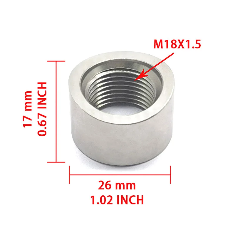 2/5/10pcs Notched O2 Oxygen Sensor Weld Bung Nut 304 Stainless Steel M18X1.5 Threaded Plug Universal Car Oxygen Sensor Accessory