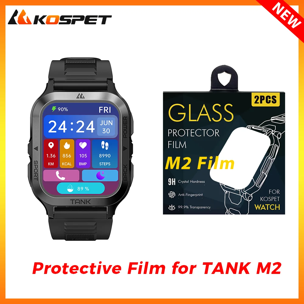 KOSPET tankı M2 Smartwatch cam için orijinal temperli cam filmi koruyucu Film 1 takım ekran Protetor akıllı saat aksesuarları