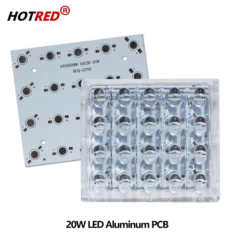 LED Aluminum PCB Board Reflector Lens Holder Base Plate Substrate For 1W 3W 20W 60W Leds Chip Bead 105*92mm For Lamp Flood Light