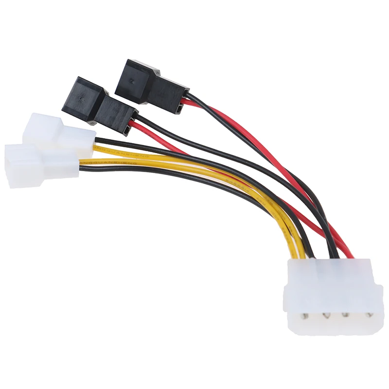 Molex ao cabo de alimentação do fã de 3 pinos, 1 parte, adaptador de 4 pinos, 12v x 2/ 5v x 2, para refrigerar do computador, cpu, caso do PC