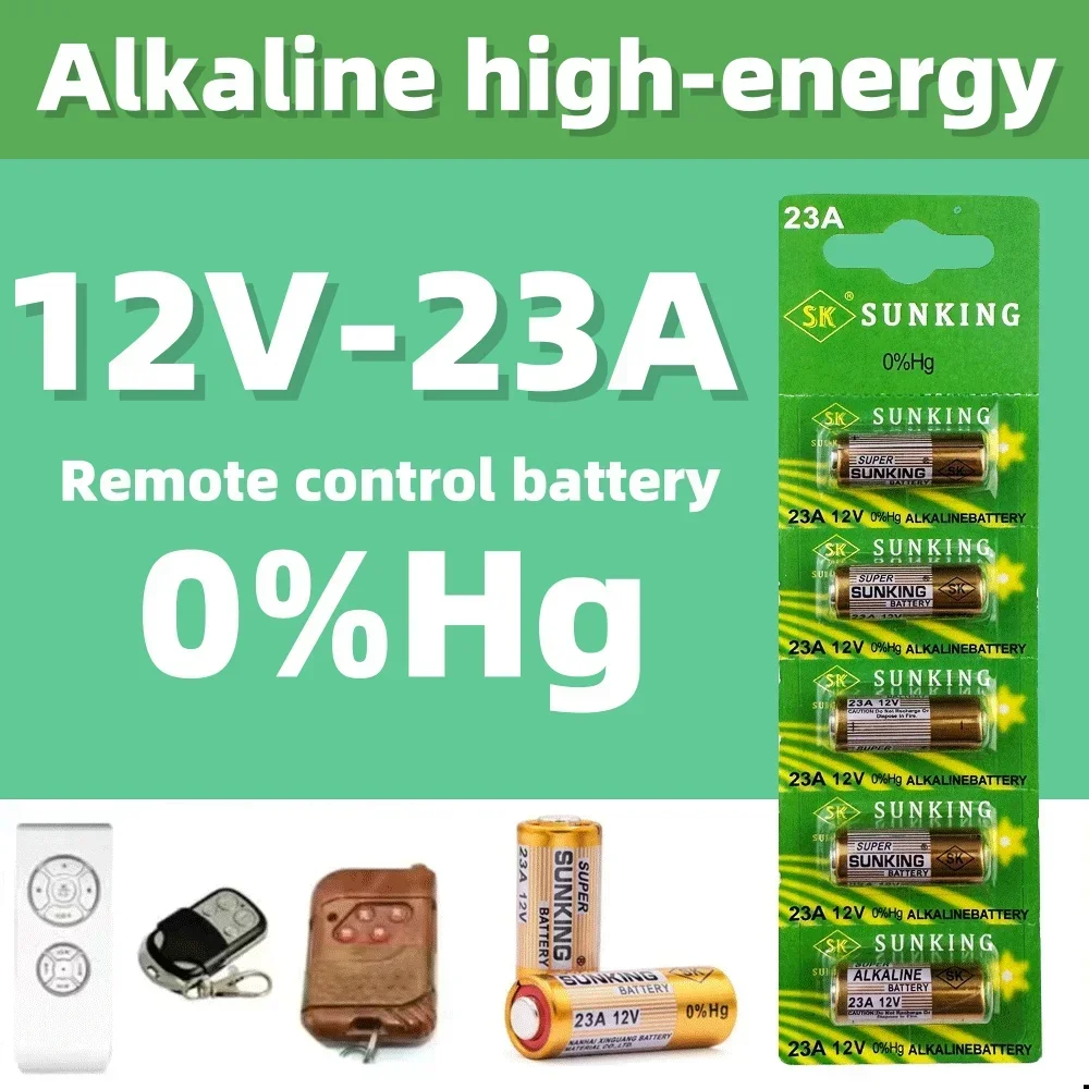 5PCS/1Card 12v 23A Dry Cell Alkaline Battery A23 23A 23GA A23S E23A MS21 V23GA GP23A LRV08 For car Alarm Remote Control Doorbell