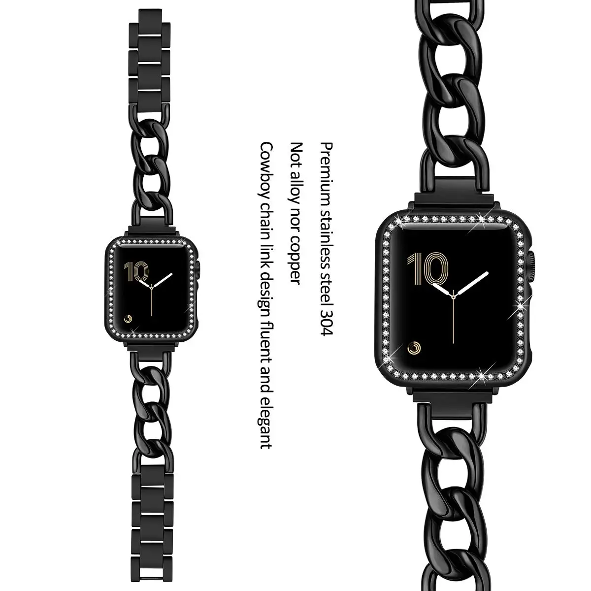 Metallisches Kettenarmband für Apple Watch 45mm 41 49 38 40 44 46 42mm Uhrenarmband für IWatch Series 4 5 6 7 8 se 9 10 11 12 Ultra – Detail 2