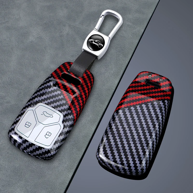 

Carbon Fibre Key Case Cover Shell for Audi A4 B9 A5 A6 A7 8S 8W E-tron C8 D5 Q5 Q7 Q8 4M S4 S5 S7 TT TTS TFSI RS SQ5 Keychain