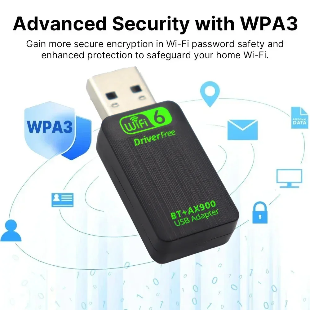 

Адаптер Bluetooth 5.4 AX900 USB WiFi 6, двухдиапазонный 2,4G и 5 ГГц, сетевая карта USB WiFi, беспроводной Wlan-приемник