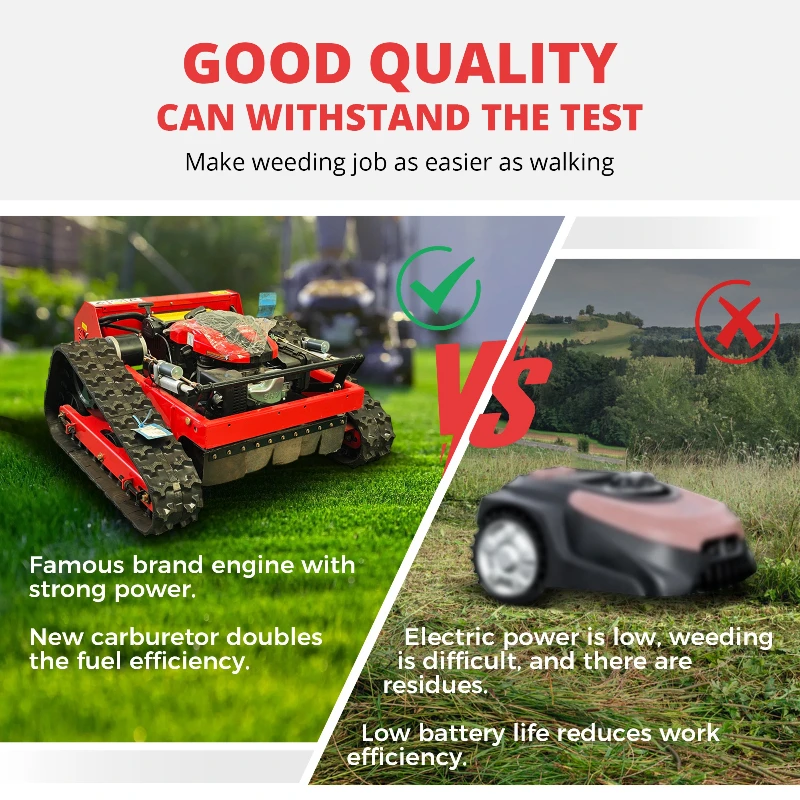 Customized High-Quality Remote-Controlled Crawler Lawn Mower Robot for Home & Farm Use, Smart Garden Mower with Durable Tracks