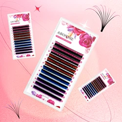 Abonnie Ombre Colored Auto Fanning Lashes Extensions Fast Blooming Eyelash Volume Cilios Easy Fan