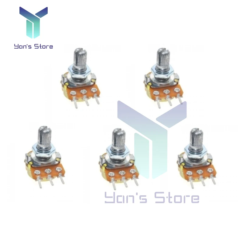 1 chiếc/5 chiếc chiết áp xoay wh148 3pin b10k điện trở 15mm một lớp với đai ốc và vòng đệm điện trở côn tuyến tính 1M ohm