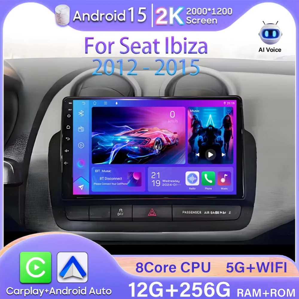 

Автомобильный радиоприемник Android Auto для Seat Ibiza 2012-2015 Стерео Carplay GPS Видео без монитора 2din 4G Wi-Fi Автомобильный монитор Авторадио 2k DVD