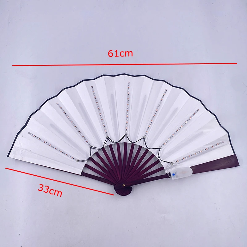 1pc 6V LED Luminous Folding Fan 13inch Colorful Fan Wedding Hand Fans for Night Club Dance Glow Supplies