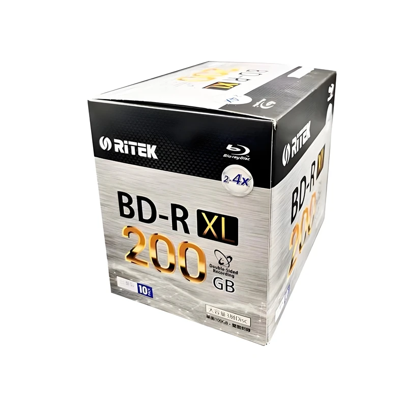 1 Uds Ritek BD-R XL doble cara 200GB 2-4X Blu-ray disco en blanco 260Min grabación Blu-ray disco