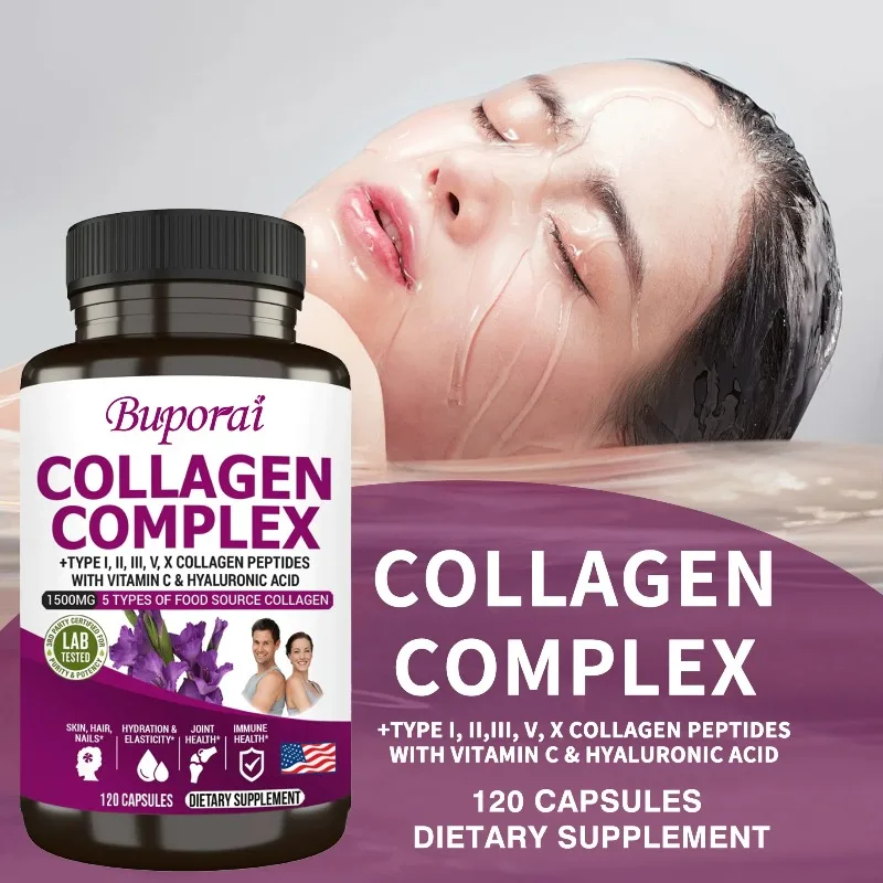 

Collagen Complex Supplement - Hair Skin Nails Digestion & Joints, Hydrolyzed Collagen Supplement, Women & Men, Anti-Aging