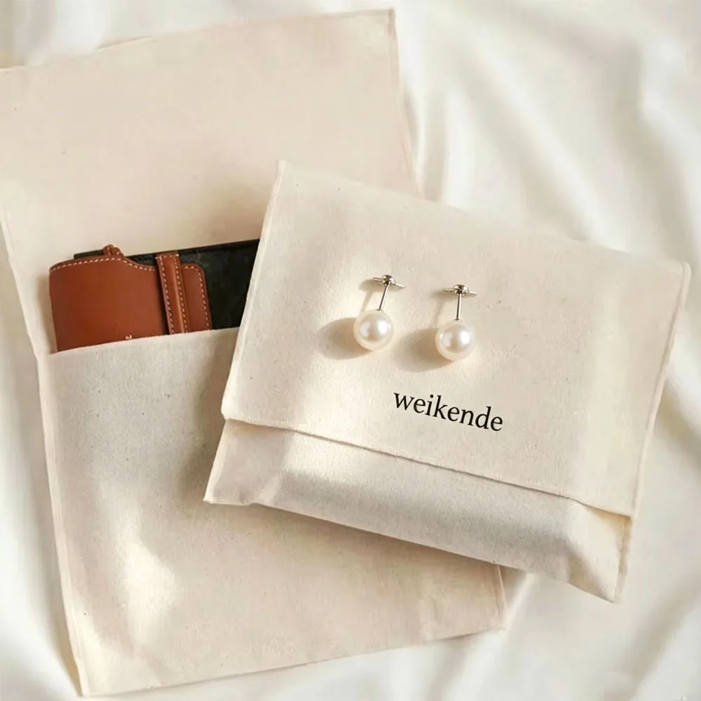 50/100Pcs Personalized Muslin Cotton Jewelry Flap Canvas Bag Gift Packaging Wedding Favors Rings Earrings Bracelet Album Sache